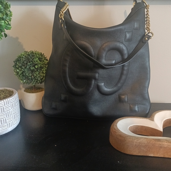Gucci Black GG embossed Leather Apollo Hobo bag - Picture 1 of 6